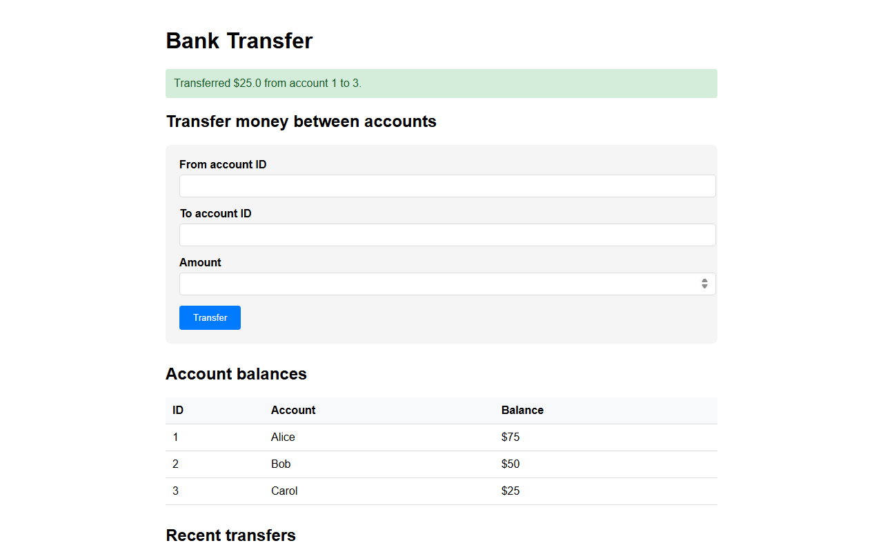 Bank transfer